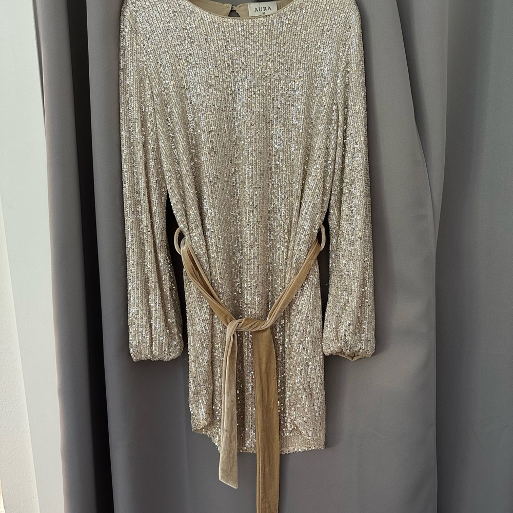 AURA Shimmering Gold Sequin Dress